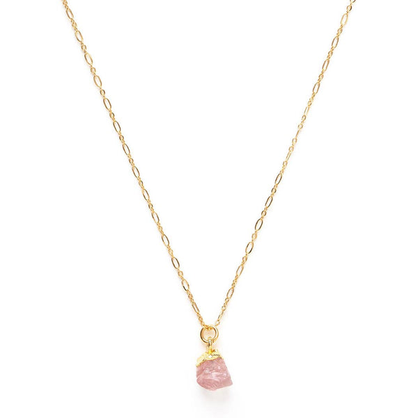 Rose Quartz Raw Cut Gemstone Necklace - Station Retail