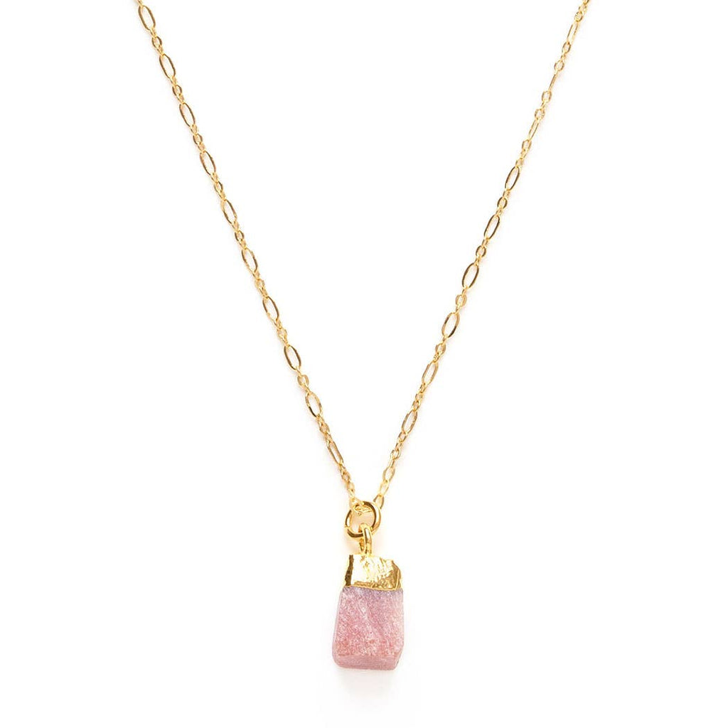 62RGS | Pink Peruvian Opal Raw Cut Gemstone Necklaces - Station Retail