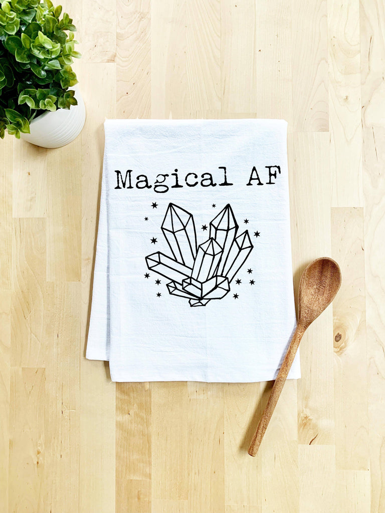 Magical AF - Set of 6 White Dish Towels (Crystals, Boho) - Station Retail