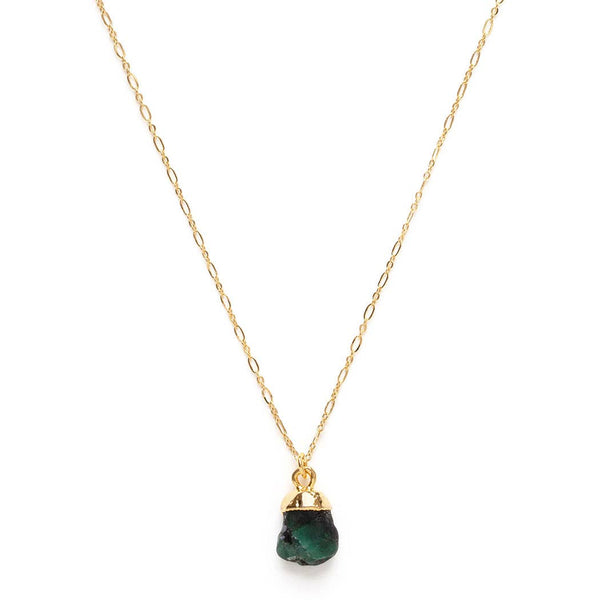 62RGS | Emerald Raw Cut Gemstone Necklaces - Station Retail